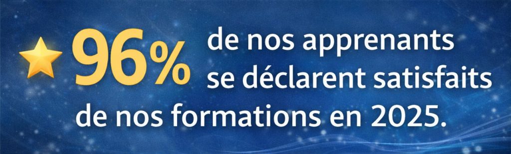 96 % de nos apprenants se déclarent satisfaits de nos formations en 2025